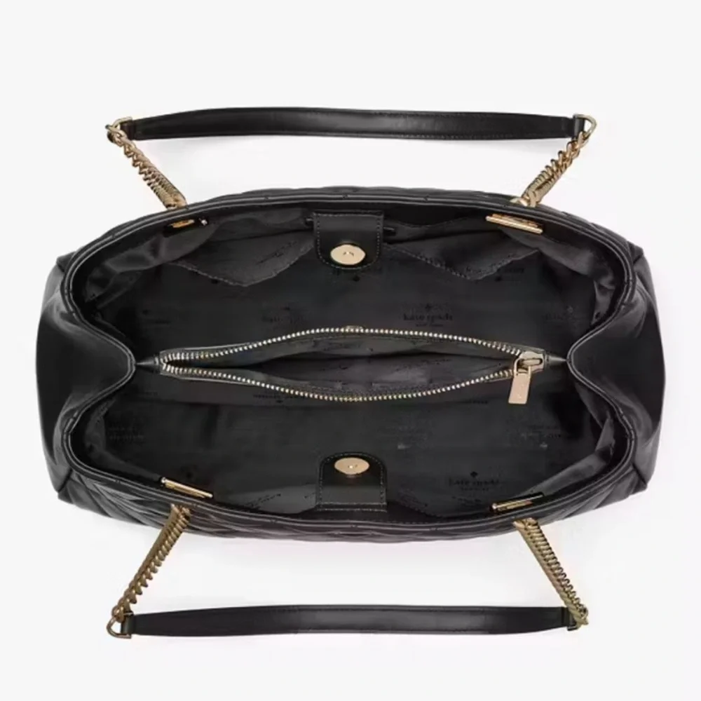 Kate Spade Carey Quilted Smooth Leather Tote Bag Black NWT